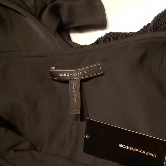 BCBGMaxAzria New DRESS One-Shoulder Ruffle Layered BLACK Mini Party Club NWT - Picture 13 of 14
